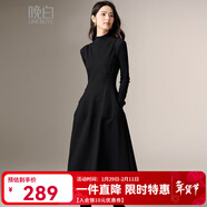 晚白【新品】冬款氣質(zhì)背心裙高腰修身顯瘦時(shí)尚百搭無(wú)袖連衣裙 黑色 S