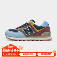 新百倫新款透氣國產(chǎn)574運動(dòng)鞋男鞋跑步鞋情侶鞋復古紐佰倫NEW巴倫 574-天藍深棕-A 35