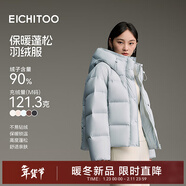 愛(ài)居兔（EICHITOO）保暖蓬松短款羽絨服2025年冬季新款女連帽新年冬外套EWRAJ4Q705A 淺藍08 XL