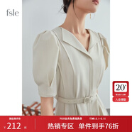 范思藍恩夏季正式場(chǎng)合法式職業(yè)連衣裙女夏新款氣質(zhì)收腰面試裙子通勤連衣裙 米色 M