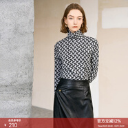 顏域（YANYEE）復古幾何印花針織衫女士2025新款冬季長(cháng)袖內搭半高領(lǐng)打底上衣 黑花 S/36