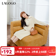 LAGOGO【抗起球】半拉鏈針織連衣裙女拉谷谷2024年冬新款中長(cháng)裙 米色 M (160)