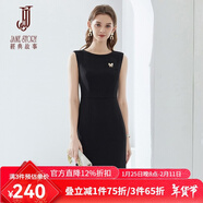 經(jīng)典故事（JANE STORY）高端純色修身無(wú)袖連衣裙女夏季2025年新款氣質(zhì)收腰西裝內搭背心裙 R05黑色 S