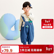 迷你巴拉（minibala）迷你巴拉【軟牛仔】男童女童牛仔褲2024寶寶時(shí)尚背帶褲燈籠褲