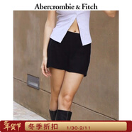 Abercrombie & Fitch美式性感氣質(zhì)亞麻混紡修身迷你半身裙短裙25夏季女裝143-5067 黑色 XL (170/96A)