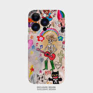 何健弓牛仔骷髏搖滾趣味搞怪適用iPhone15proamx手機殼全包精孔蘋(píng)果14plus硬殼磨砂小眾不撞款xs復古ins 大孔四包亮面(硬殼) iPhone 15