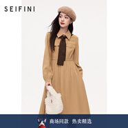 詩(shī)凡黎（‘S EIFINI）【商場(chǎng)同款】通勤風(fēng)中長(cháng)好看襯衫裙2023冬新款女3EA293121 米駝色 S 155/80A
