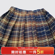 羅蒙女童JK裙子格子裙半身裙夏季兒童學(xué)生短裙高腰顯瘦百褶裙 黃色格子短裙 130