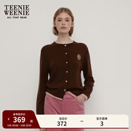 Teenie Weenie小熊秋季綿羊毛軟糯毛針織開(kāi)衫簡(jiǎn)約通勤毛衣外套女裝 棕色 XS (155)