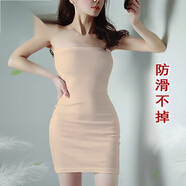 浪莎（LangSha）抹胸裙連衣裙包臀裙無(wú)肩帶一字肩緊身性感裹胸內襯打底裙長(cháng)款裙子 自然膚 均碼 大碼（105-150斤）