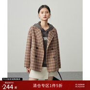 自巧【長(cháng)短款】小個(gè)子格子毛呢西裝外套女冬新款英倫風(fēng)雙面呢大衣 復古格紋【duan款】 XS (151-153cm左右參考)