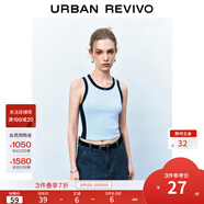 UR2025夏季新款女裝時(shí)尚休閑撞色拼接修身圓領(lǐng)背心UYY450125 中灰藍 S