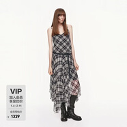 MO&Co.吊帶裙2025秋新品順紆縐低腰不規則連衣裙附腰帶