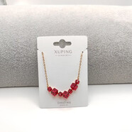 XUPING旭平首飾仿水晶時(shí)尚經(jīng)典氣質(zhì)優(yōu)雅百搭方糖項鏈送新年禮物X001156140 4號色紅色【角度不同顯示顏色不同】 約40+5cm