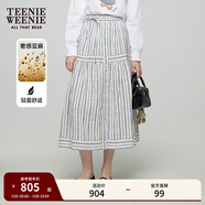Teenie Weenie【亞麻】小熊女裝半身裙秋季新款時(shí)尚豎條紋裙子長(cháng)裙 條紋 L