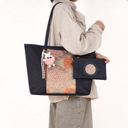 天胤2025秋冬新款女牛津布托 托特包大容量通勤尼龍布包國風(fēng)時(shí)尚大包 深藍色小號(配小包)_送掛件