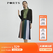 PORTS寶姿商場(chǎng)同款新品女裝高腰百搭拼色百褶半身裙LL8S022LWP015 丈青 L (8)