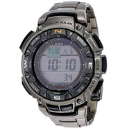 卡西歐（CASIO）登山表CASIO PAG240T太陽(yáng)能防水鈦合金三重感應現貨 240T現貨鈦合金表帶