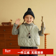 硯臺家童裝女童夾棉馬甲套裝2025冬裝新款兒童外穿連帽毛衣兩件套 藍色 100