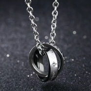 純銀圓環(huán)吊墜足銀999環(huán)環(huán)相扣項鏈男女王一博同款項鏈情侶款禮物 愛(ài)是你我 男款