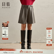 日著(zhù)（rizhuo）尋游羊毛闊腿短褲2025新款春高腰寬松休閑百搭顯瘦中褲子女 游牧咖 L