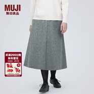 MUJI女式 彈力起毛 寬擺裙 休閑中長(cháng)款A字半身裙子女款秋季 BE1P4C3A 灰色 M (160/66A)