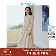 茵曼（INMAN）2025秋冬女裝新款燈芯絨連衣裙新品長(cháng)袖休閑針織禮服中長(cháng)裙子 淡香杏-18348357H1 M