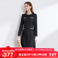 經(jīng)典故事（JANE STORY）經(jīng)典故事法式小香風(fēng)連衣裙女2025春季名媛洋氣長(cháng)裙氣質(zhì)職業(yè)中長(cháng)裙 黑色 M