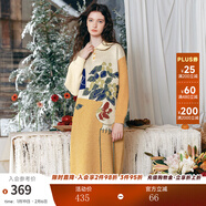 兩三事油畫(huà)針織毛衣裙女2025春季新款長(cháng)袖連衣裙裙子香漫輕語(yǔ) 黃色-y L