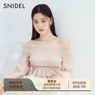 SNIDEL春夏甜美一字領(lǐng)露肩褶皺泡泡袖襯衫上衣SWFB241304 粉色 均碼 （F）