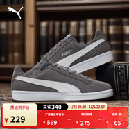 彪馬（PUMA）復古休閑黑色薄底板鞋男女冬經(jīng)典低幫運動(dòng)鞋SMASH 361730 灰色-白-24 35.5