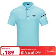 GOLF高爾夫短袖t恤男速干彈力golf球衣夏季透氣休閑運動(dòng)裝男士 天藍色 XL