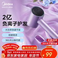 美的（Midea）2億負離子護發(fā)電吹風(fēng) 家用吹風(fēng)筒 大功率不傷發(fā)快干 吹風(fēng)機大風(fēng)力 MB-AJ0504極光紫 年會(huì )獎品推薦
