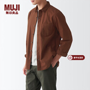 MUJI 男式 法蘭絨 襯衫 男士長(cháng)袖襯衣外套 休閑純棉全棉 ACA77C1A 磚紅色 XL (180/104A)