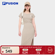 斐樂(lè ) FUSION斐樂(lè )潮牌女子針織連衣裙簡(jiǎn)約修身開(kāi)衩長(cháng)款裙子 灰褐卡其-DK XS (155) 76A