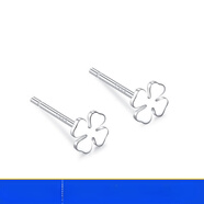 繆色（MiU Se）s99足銀耳釘女簡(jiǎn)約耳環(huán)小巧星星月亮森系耳棒養耳洞防堵銀耳飾 四葉草耳釘GSF-A03-204-26 (標刻s足銀)