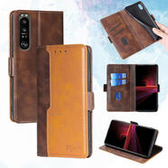 杰森克斯適用索尼Xperia10 III保護套XZ3 插卡保護殼1 VII翻蓋XA1手機殼 淺棕+綠 索尼xperia 10 vii 七代