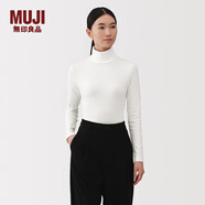 MUJI女式 起毛 羅紋編織 高領(lǐng)長(cháng)袖T恤 針織衫打底衫女裝25年冬季 白色 M （160/84A）
