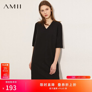 AMII女裝2025極簡(jiǎn)時(shí)尚通勤chic感V領(lǐng)H型連衣裙夏季新款寬松中 黑色 XL 170/92A