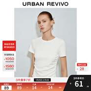 UR2025秋季新款女裝時(shí)尚修身褶皺收腰圓領(lǐng)短袖T恤UWM450063 本白 M