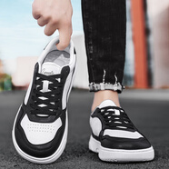 絳天新款初中學(xué)生鞋時(shí)尚百搭運動(dòng)休閑男四季青少年潮鞋運動(dòng)板鞋 白黑 42