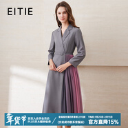 愛(ài)特愛(ài)（EITIE）春季新款商場(chǎng)同款翻領(lǐng)收腰顯瘦七分袖撞色裙擺時(shí)尚連衣裙6507255 碳灰53 XL 170