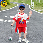 G.duck童裝奧特曼衣服男童夏裝套裝新款六一兒童節服裝卡通帶披風(fēng)表演服 奧特曼紅色+披風(fēng) 110 建議100-110cm4-5歲