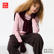 優(yōu)衣庫女裝羊絨圓領(lǐng)針織衫/長(cháng)袖毛衣毛衫25秋冬新款479160 12 桃紅色 L