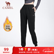 駱駝（CAMEL）加絨加厚束腳衛褲女休閑針織運動(dòng)褲子 Y23CY0L5014 幻影黑 XL