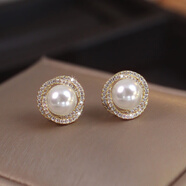 黛詩(shī)琳  DSL珍珠耳釘媽媽款復古淡水珍珠輕奢時(shí)尚感銀耳環(huán)2026款耳飾女士 施華洛珍珠耳釘 925銀針