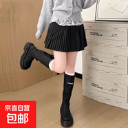 高級感學(xué)院風(fēng)灰色百褶毛呢短裙女秋冬新款高腰顯瘦a字百褶短裙子 1367【黑色】高腰顯瘦辣妹百褶短裙 M (推薦【95-105斤】)