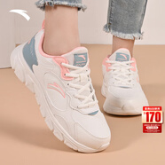 安踏運動(dòng)鞋女鞋秋冬新款防水皮面跑步鞋休閑鞋百搭輕便軟底減震小白鞋 【皮面防潑水】 白/青/粉 38 (235mm)