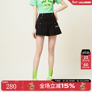LALABOBO【商場(chǎng)同款】多口袋百褶短裙高腰顯瘦防走光a字半身裙LBCB-WXZQ15 黑色 M (26)
