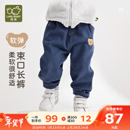拉比童裝兒童褲子2025秋裝男女童運動(dòng)褲寶寶休閑褲子束口長(cháng)褲牛仔褲 藍色 120